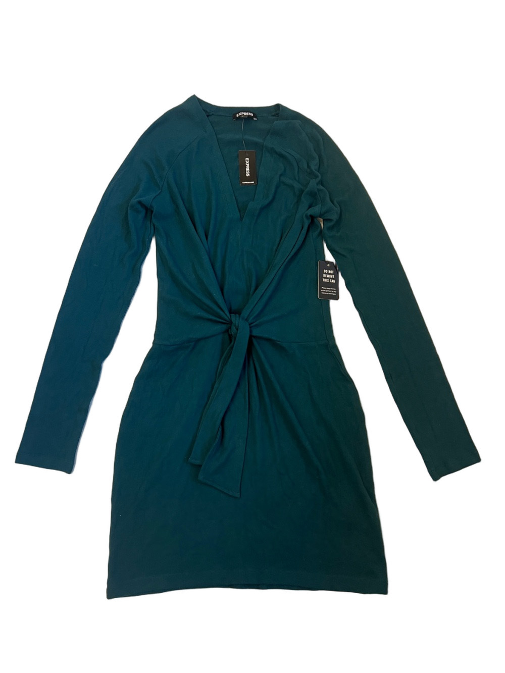 Express Teal Green Twist-Front Long Sleeve Midi Dress – Size Small – NWT